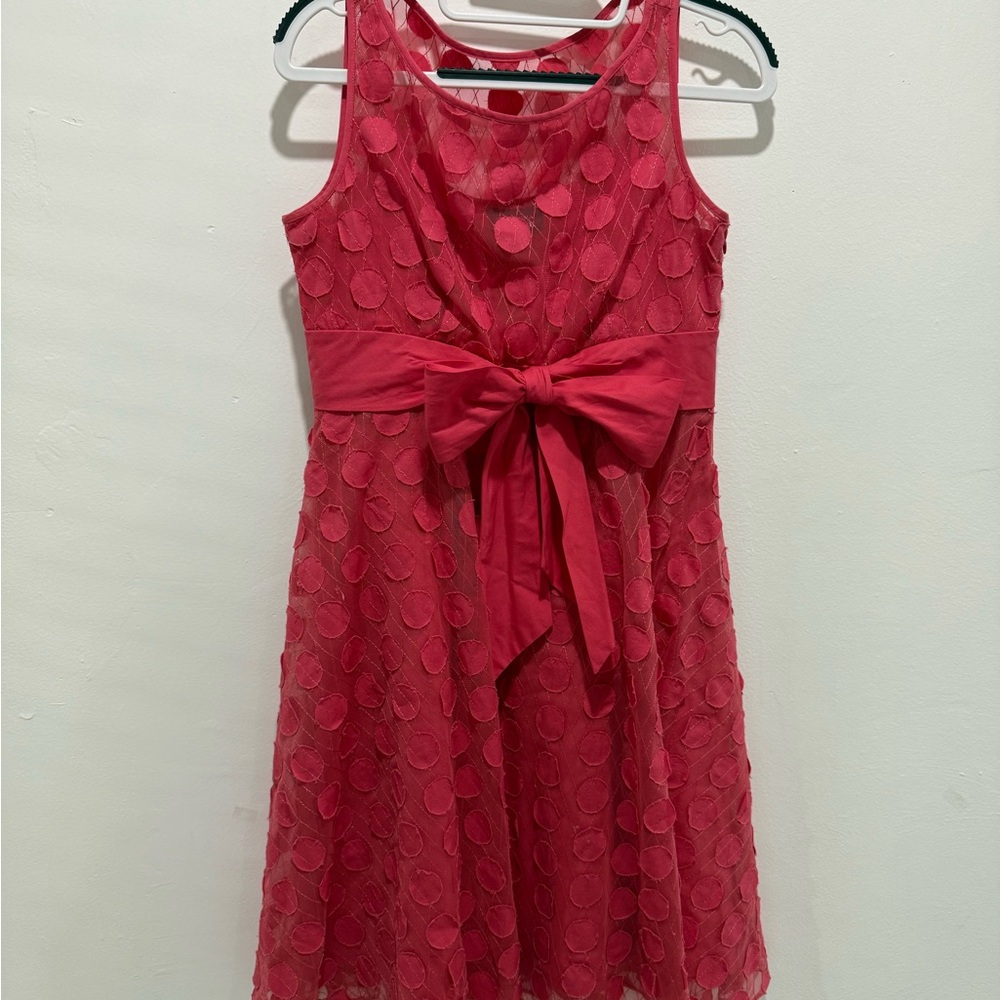 Adrianna Papell Red Textured Midi Dress